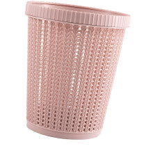 Cubo de basura con bolsa extraíble - Imitación de ratán, Rosa, S