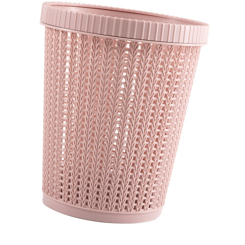 Pulling Bag Trash Can 12.5oz Pink Round Plastic Garbage Bin Coverless S