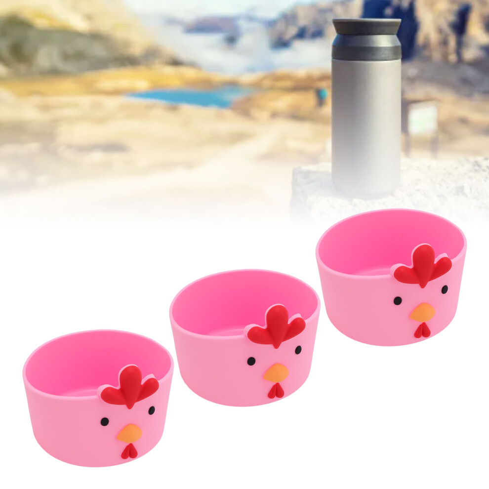 3pcs Pink Silicone Anti-Slip Water Bottle Cup Sleeves 8x6.5cm