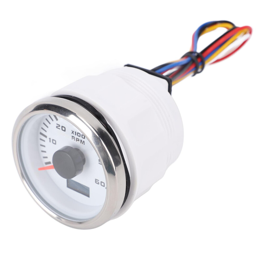 Rv Truck 52Mm 2Inch Tachometer Gauge With Hour Meter 7 Color Backlight 6000Rpm White/Silver 4001341675083