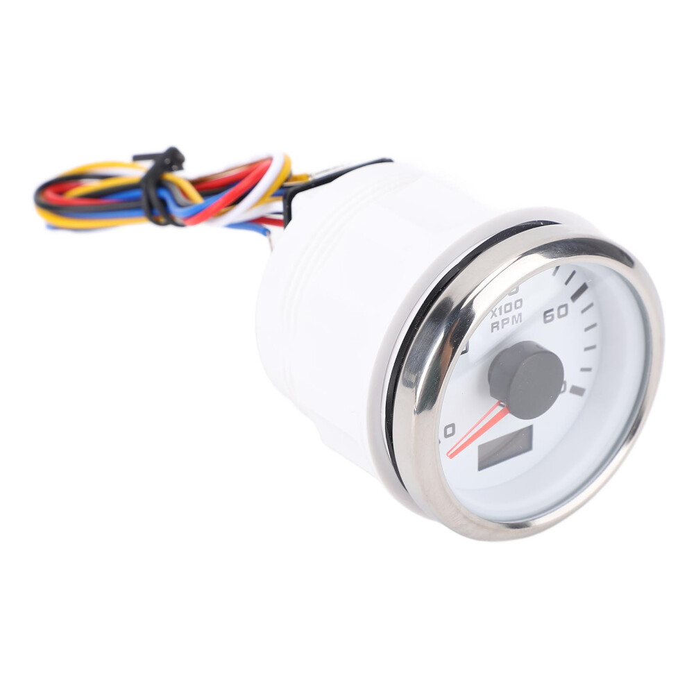 2In Tachometer With Hour Meter 8000Rpm 7 Color Backlit Dc 9-32V White/Silver 7891341675100