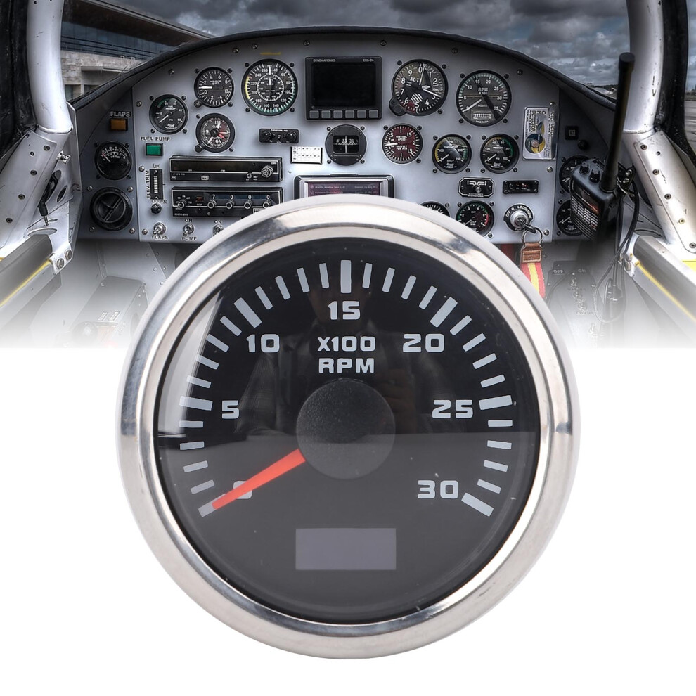 52Mm Rpm Tachometer 3000Rpm Dc 9-32V 7-Color Backlight For Truck Tractor Car Boat Black/Silver 6911341675151