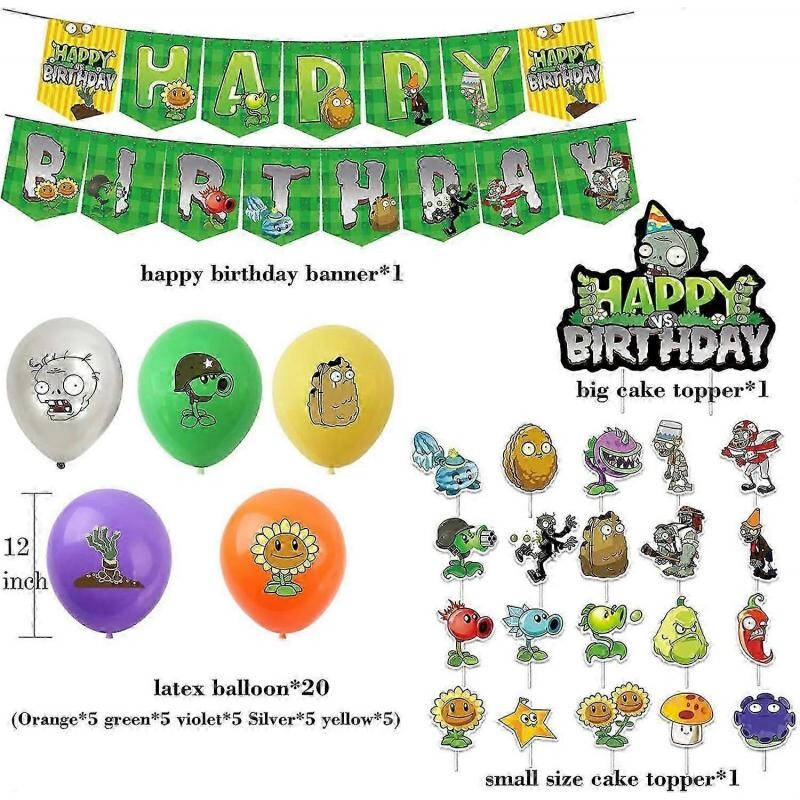 43Pieces Plants Play Game Zombies Party Supplies,Including PVZ Happy ...