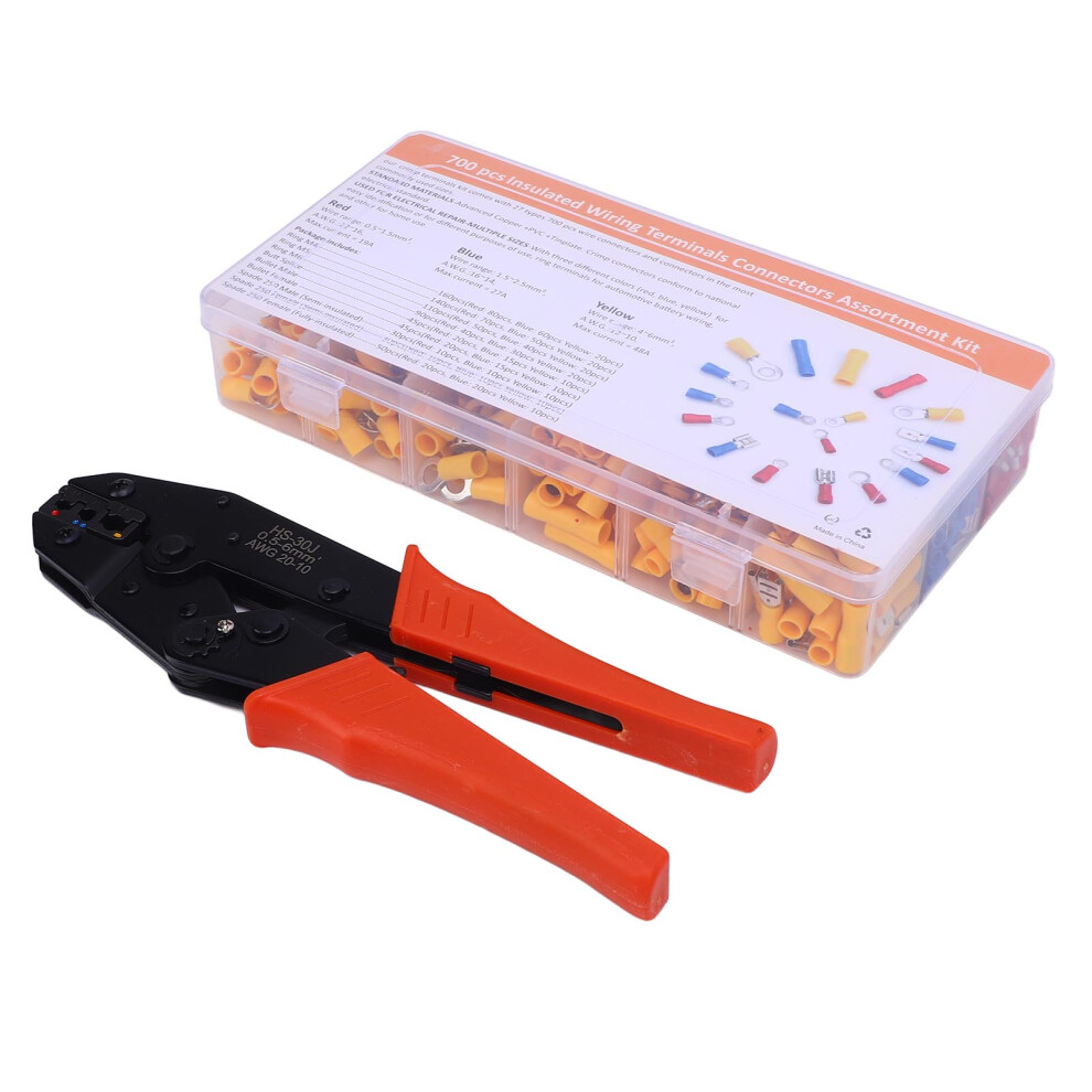 700Pcs Insulated Wire Terminals Kit With Crimping Pliers, 22-10 Awg 5091341681060