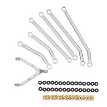 Kit de bielas de dirección RC 1/24 CNC aluminio plateado 61.5mm