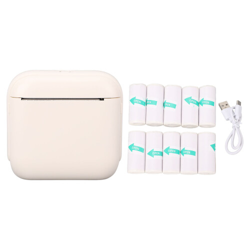 Wireless Portable Thermal Printer 1200mAh 10 Rolls Black & White 1