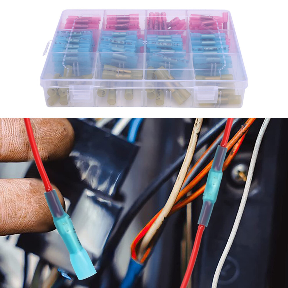 200Pcs Heat Shrink Butt Connectors Nylon Waterproof 22-16 & 16-14 & 12-10 Awg 6921341691310