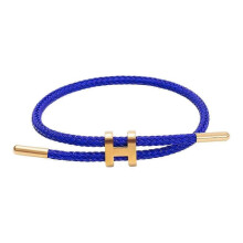 (Dark blue) Women's Bracelet Featuring Polished H Shape Buckle and Adjustable Stainless Steel Wire, Ideal for Special Occasions
