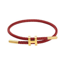 (Red) Women's Bracelet Featuring Polished H Shape Buckle and Adjustable Stainless Steel Wire, Ideal for Special Occasions