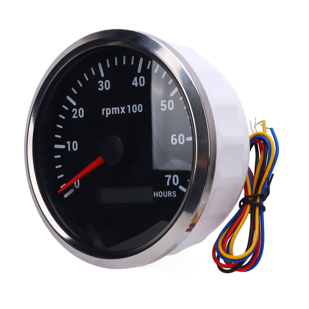 110Mm 7-Color Dc 9-32V Tachometer Gauge With Hour Meter For Car Boat Rv Truck Black/Silver 8021341693210