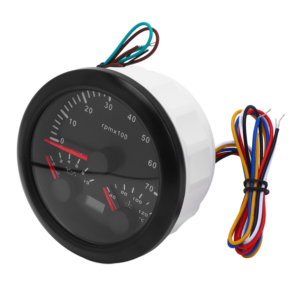 3 In 1 85Mm Tachometer 7000Rpm Oil & Water Temp Backlight For Truck Black 5001341693468