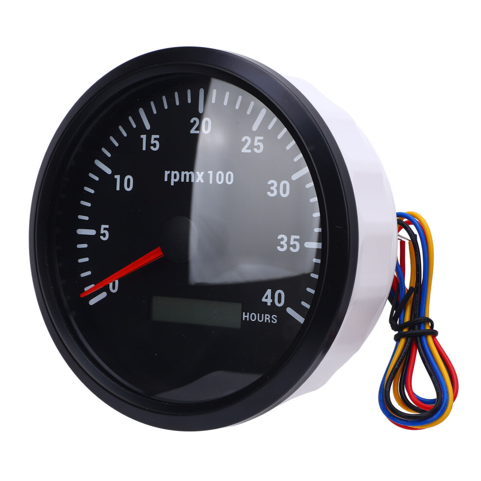 Bezel 110Mm 4 3/8In Tachometer 4000Rpm With Hour Meter 7 Color Backlight Black 8201341695524
