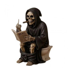 Middle Finger Toilet Grim Reaper Sculptures & Statues Resin Craft Decorative Item 10cm