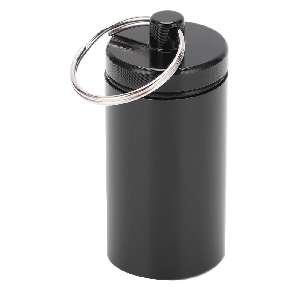Black Aluminum Alloy Medicine Container Keychain Pill