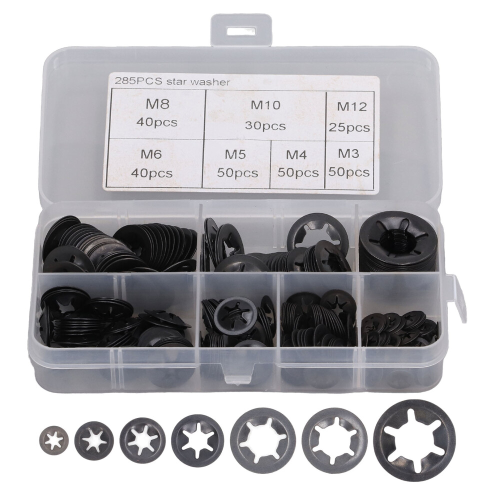 285Pcs Washer Internal Tooth Lock Fastener M3 M4