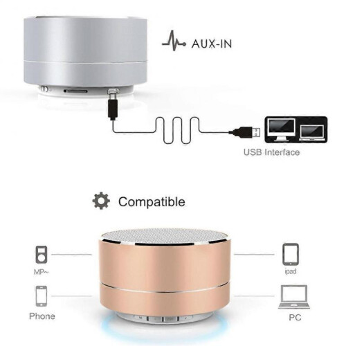 (silver)A10 Wireless Intelligent Bluetooth Audio Mini Stylish Cylindrical Aluminum Alloy 2
