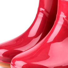 Damen Regenstiefel modisch rutschfest kurze Regnstiefel runder Kopf Radian PVC Kunststoff Regenstiefel Rot 36