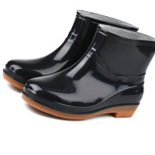 Damen Regenstiefel Mode Antirutsch Kurzer Regenstiefel Rundkopf Radian PVC Kunststoff Regenstiefel Schwarz 40