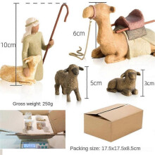 (4pcs)Resin Engraved Hand Painted Doll Shepherde Willow Tree Figurine Nativity Collection Decorative Statue Desk Decor Christmas Gifts