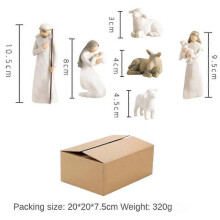 (6pcs)Resin Engraved Hand Painted Doll Shepherde Willow Tree Figurine Nativity Collection Decorative Statue Desk Decor Christmas Gifts