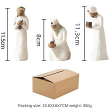 (3pcsB)Resin Engraved Hand Painted Doll Shepherde Willow Tree Figurine Nativity Collection Decorative Statue Desk Decor Christmas Gifts