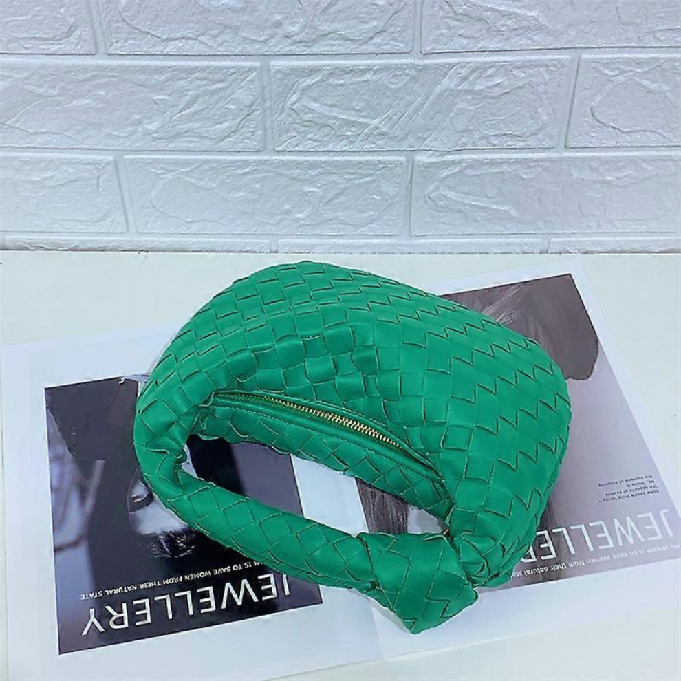 Woven Handbag, Knotted Clutch Bag For Women Soft Leather Hobo bag Fashion Mini Clutch Purse with Zipper Closure Shoulder Bag