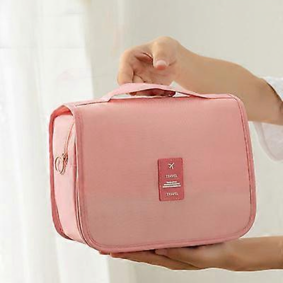 Hanging Toiletry Bag - Large Cosmetic Makeup Travel Organizer for Men & Women with Sturdy HookPink-image-OPC-PJMRB5N-NEW