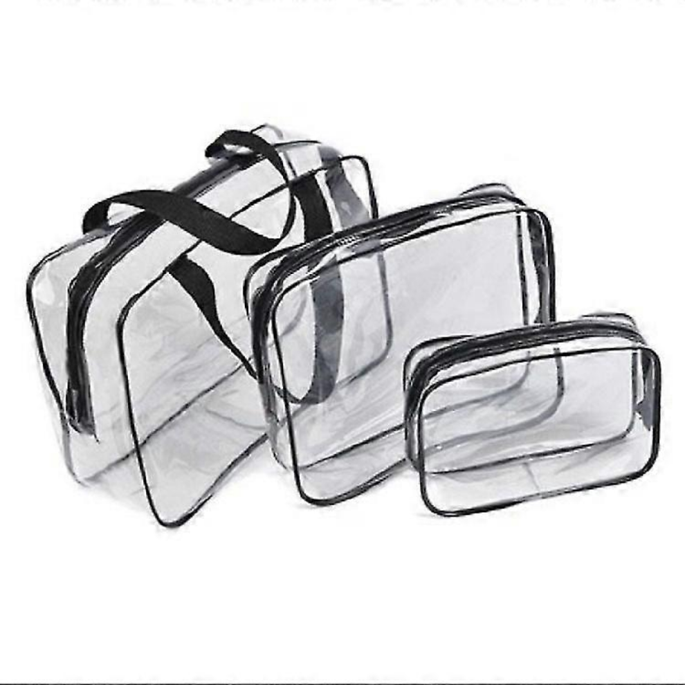 Clear Toiletry Bag, 3 Pack Toiletry Bag, Travel Makeup Cosmetic Bag Black Transparent