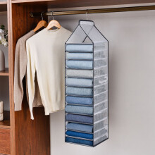 12-Fächer hängender Kleiderschrank-Organizer 25x22x85 cm grau