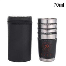 (Style B 1pc)1~8PCS 30/70/170ml Outdoor Camping Tableware Travel Cups Set Picnic Supplies Stainless Steel Wine Beer Cup Whiskey Mugs PU