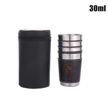 (Style A 1pc)1~8PCS 30/70/170ml Outdoor Camping Tableware Travel Cups Set Picnic Supplies Stainless Steel Wine Beer Cup Whiskey Mugs PU