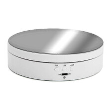 (White)Electric Rotating Display Stand Mirror 3 Speeds 360 Degree Turntable Jewelry Holder Battery/USB Power for Photography Shooting
