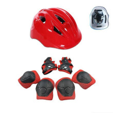 (Regular style,red)7Pcs/Set Girls Boys Skate Cycling Bike Safety Helmet Knee Elbow Pads Kids Gift