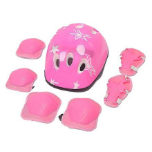 (Star style,pink)7Pcs/Set Girls Boys Skate Cycling Bike Safety Helmet Knee Elbow Pads Kids Gift