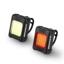 (Red and white)Bike Front Lights Rear Lamp Type-C USB Rechargeable 130/80LM 150mAh Waterproof COB LED Warning Cycling Light Cycling Accessories