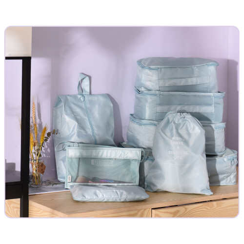 8-tlg. Reisebeutel-Set: Schuhbeutel blau 34  23 cm 2