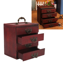 Caja de joyería de madera, 4 capas, de gran capacidad, 5,9 x 4,3 x 6,5 pulgadas