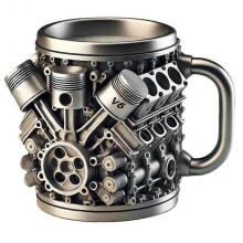 (V6) V8 V6 Engines Stainless Steel Cup Unique Car Engine Coffee Mug Stainless Steel Cocktail Mug Tea Cup Car Enthusiast Gifts