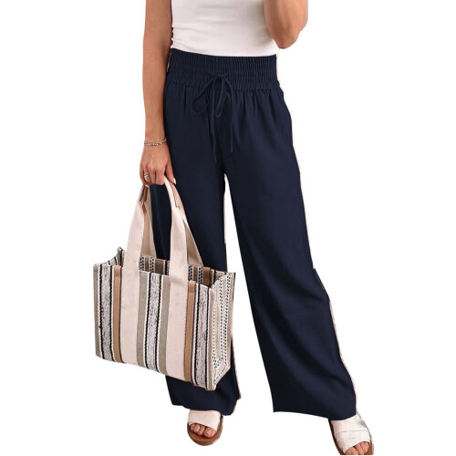 Damenhose mit weitem Bein marineblau XXL elastischer Bund 1
