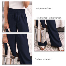 Damenhose mit weitem Bein marineblau XXL elastischer Bund