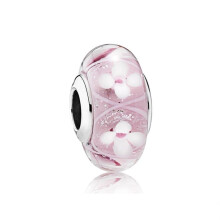 (SS1585) 2025 NEW Authentic Pink Charm Matte Murano Glass,Pansy Flower Bead Fit Original Brand 1:1 Logo 925 Sterling Silver Bracelet DIY Jewelry Gift
