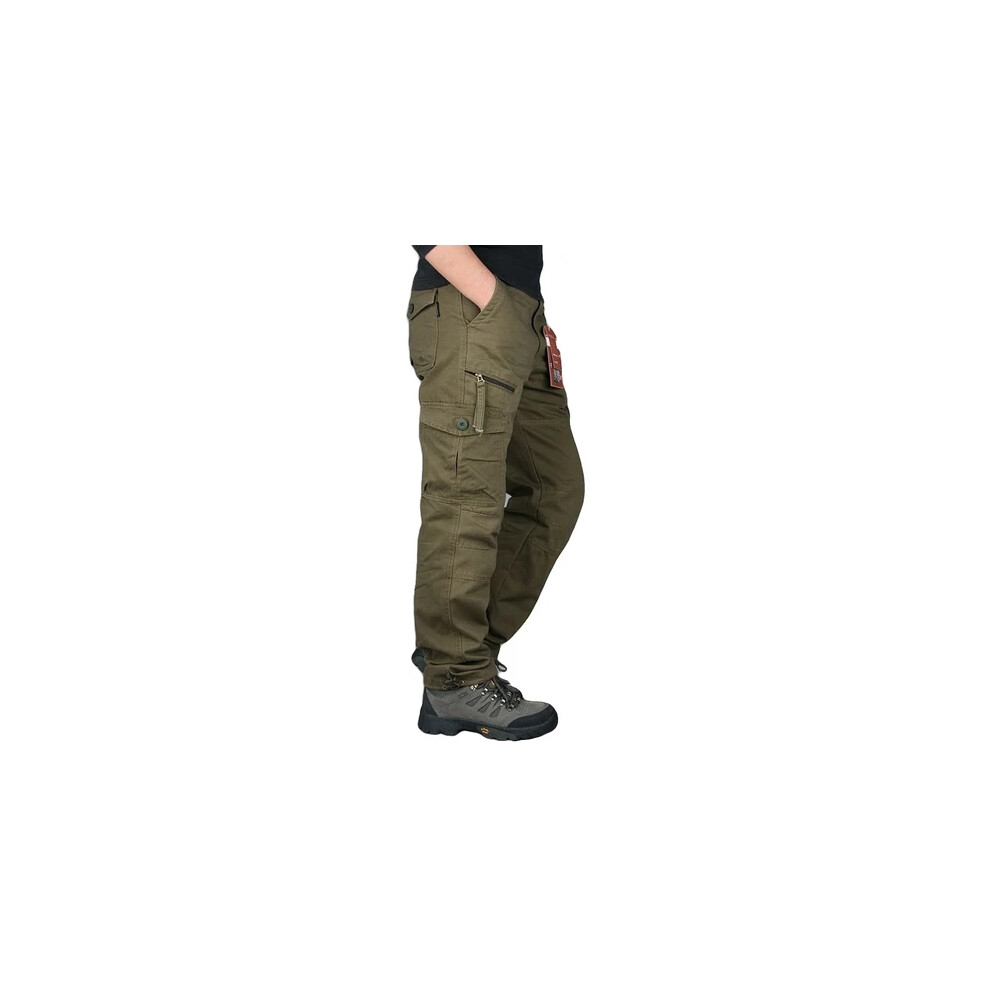(Military Yellow, Uk 3XL=Tag 4XL) Men's Cargo Pants Tactical Pants Multi-Pocket Long Pants Leisure Work Pants 4059125808011
