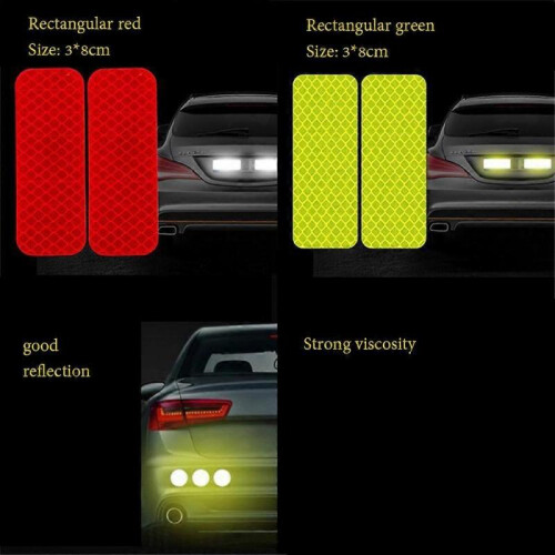 (Red) 10pcs Car Bumper Reflective Stickers Reflective Warning Strip Secure Reflector Stickers Decals 1