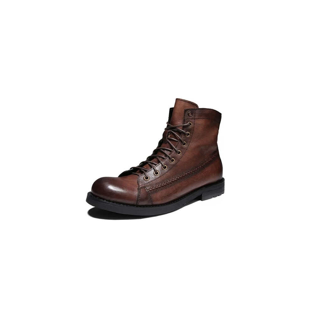 (EUR48, Brown) Men's Boots, Men's Leisure Boots, Motorcycle Combat Ankle Boots