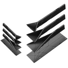 (black, L) Polygons Flat 3-in-1 Measuring Spoons - 2 Spoons with 6 Different Sizes