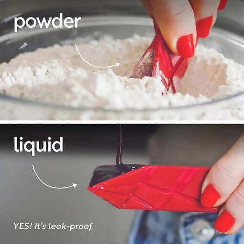 (red, S and L) Polygons Flat 3-in-1 Measuring Spoons - 2 Spoons with 6 Different Sizes 2