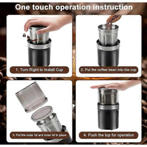 (EU PLUG, Straight Blade) Voltix Electric Multi-Use Cup Grinder,Large Capacity Stainless Steel,Easy Clean 2