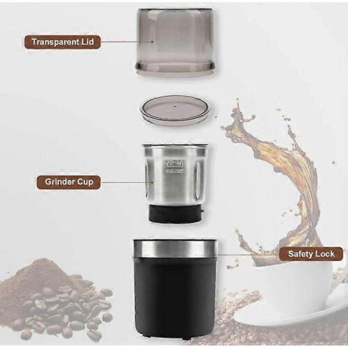 (Uk PLUG, Straight Blade) Voltix Electric Multi-Use Cup Grinder,Large Capacity Stainless Steel,Easy Clean 1