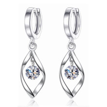 (flowers) 925 Sterling Silver Twist CZ Drop/Dangle Hook Earrings Women Girl Jewellery Gift