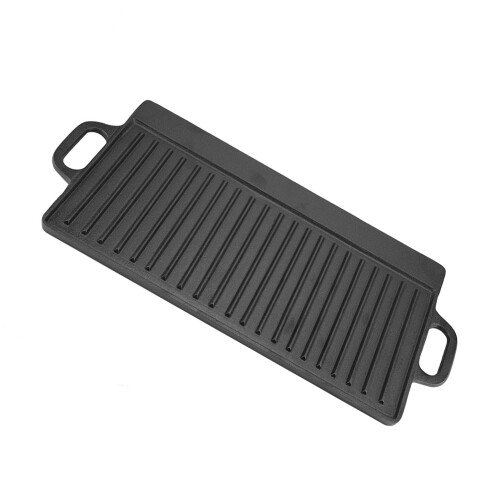 Non-Stick Cast Iron Grill Griddle Pan Ridged and 2